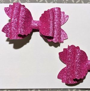 Pink glitter bows Pigtail set!